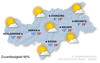 Wetterkarte für heute