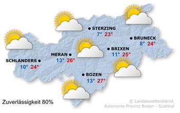 Wetterkarte für heute